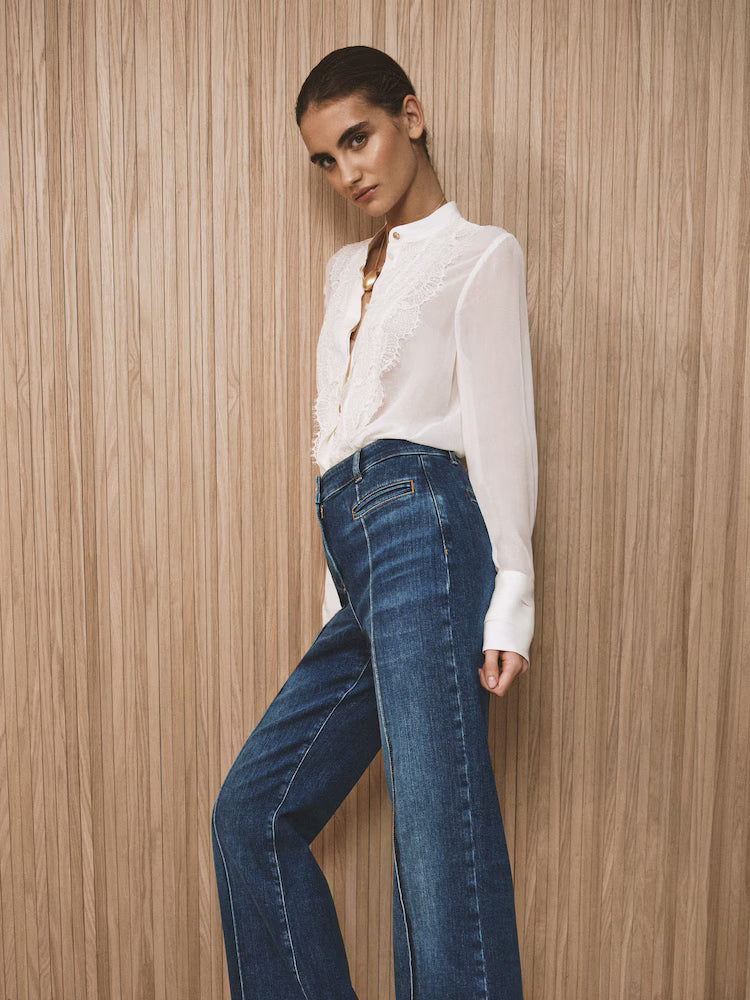 Wide Flared Bottom Denim Jeans Women