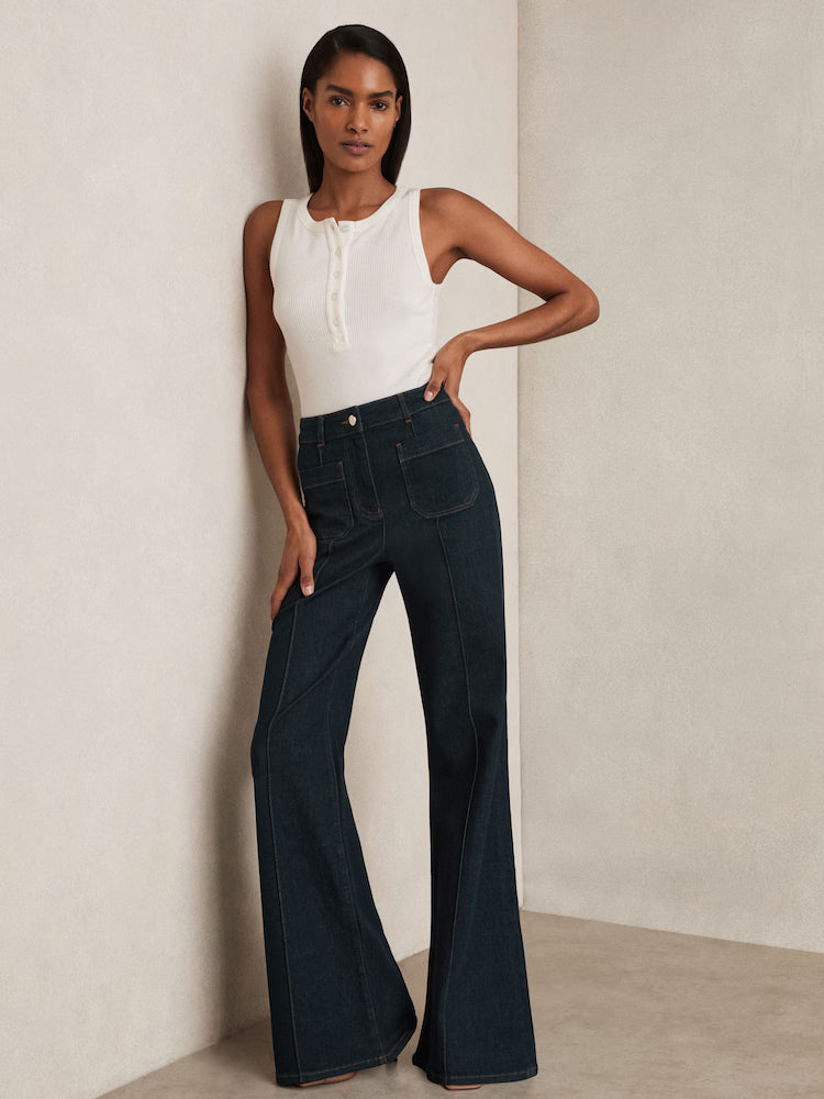 Wide Leg Flared Women Denim Jeans