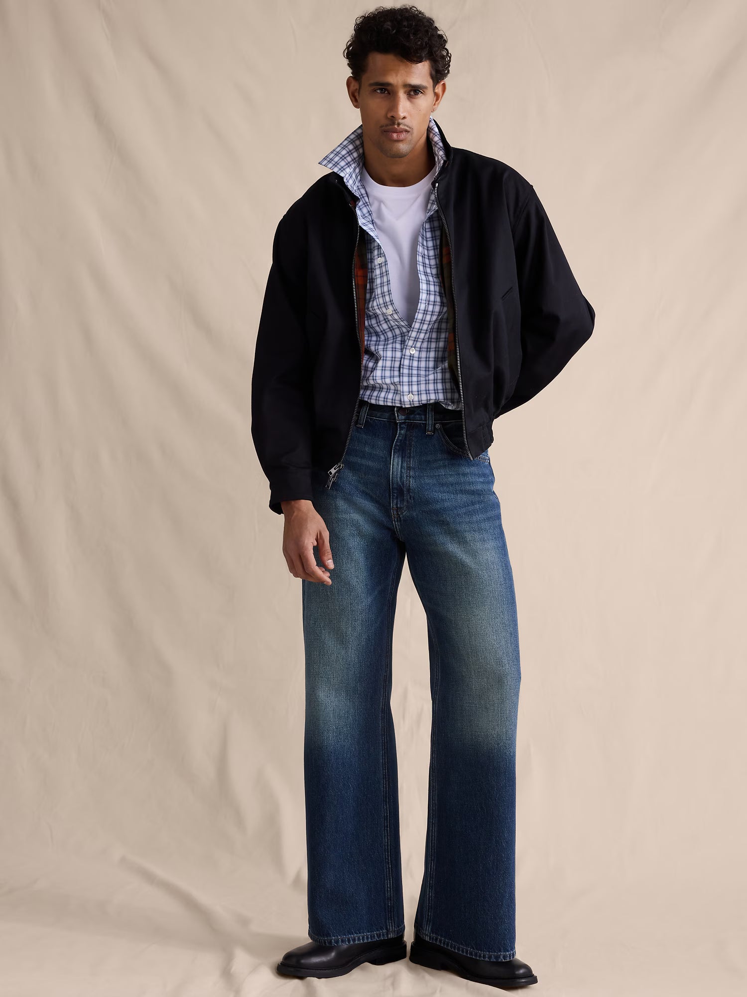 Wide Leg Relaxed Denim Jeans Men