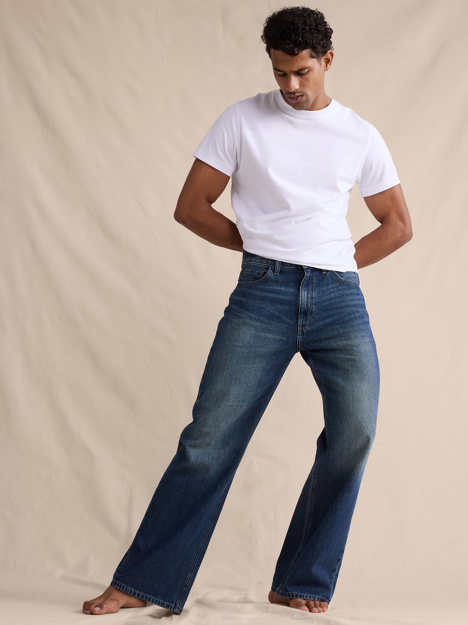 Wide Leg Relaxed Denim Jeans Men